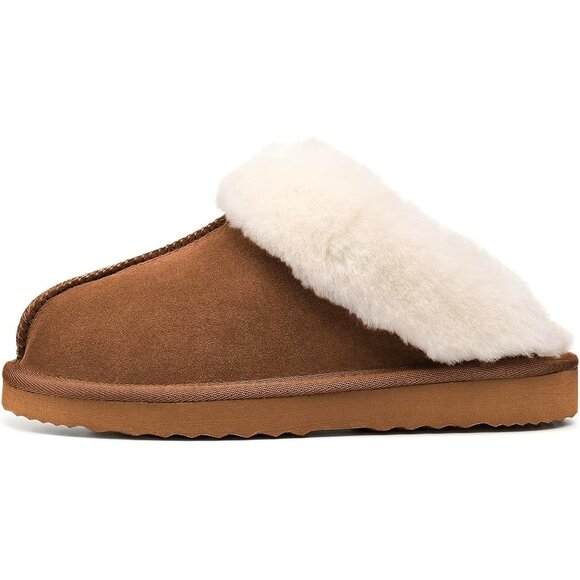 🆕Women Tan Madge Fuzzy Ethylene Vinyl Acetate Faux Fur Faux Suede Slipper - Picture 8 of 10